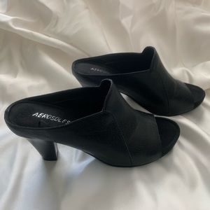 AEROSOLES Black Open Toe Heels